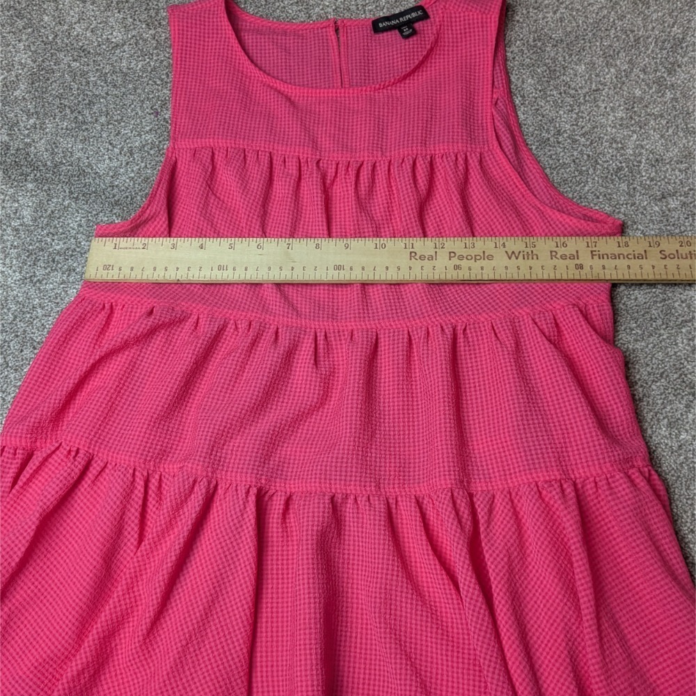 Banana Republic‎ Seersucker Tiered Pink Babydoll Tank Top Women's Medium Tall - Picture 4 of 8